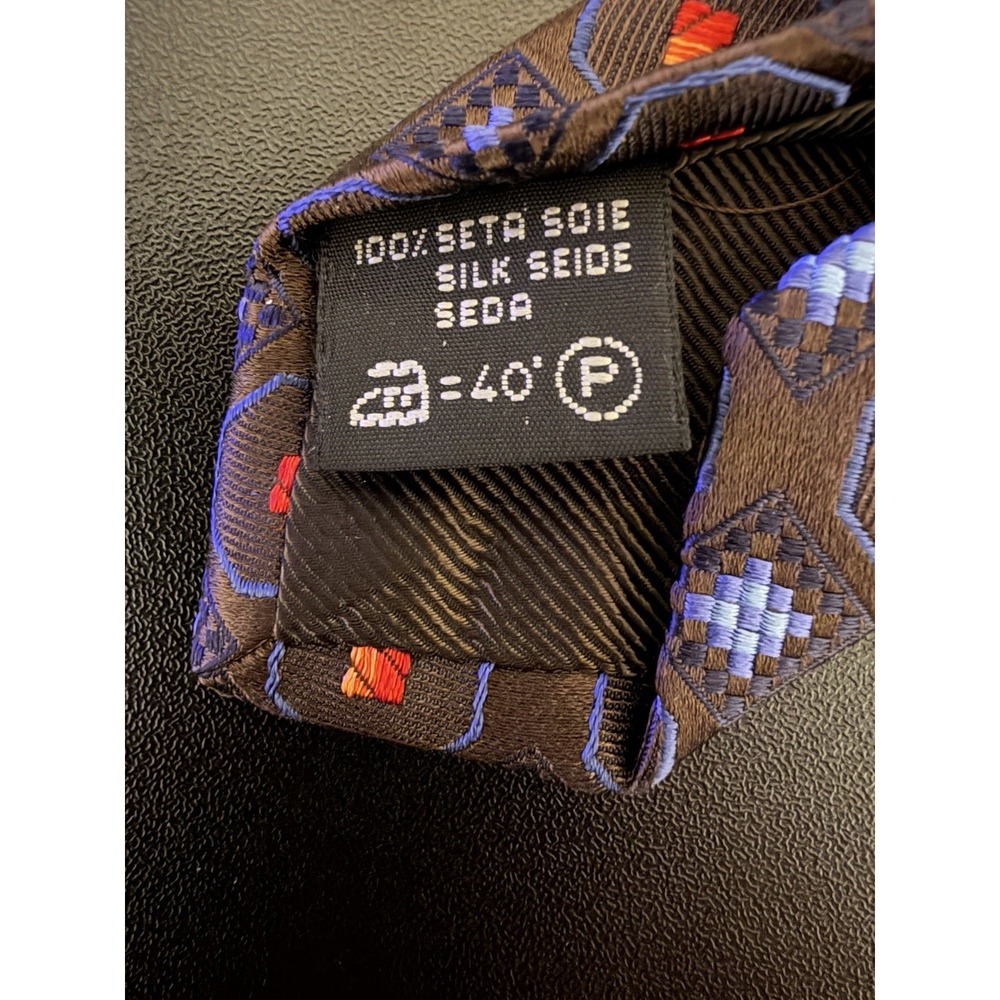 NWT Ermenegildo Zegna Geometric Foulard Pattern Silk Tie Made In Italy 3.5" - Picture 6 of 6